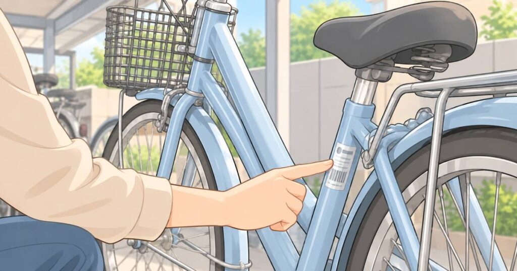 駐輪した自転車のフレーム情報を手元で確認する様子